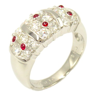JEWELRY Ruby Diamond Ring Pt900Platinum Red Used women US size 5.75