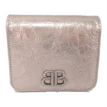 BALENCIAGA bifold compact wallet purse 7654592AA1N9706 Lambskin Stone Beige