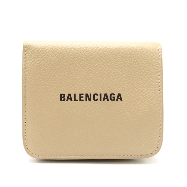 BALENCIAGA bifold compact wallet purse 5942161IZI32761 leather Beige