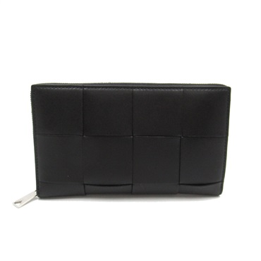 BOTTEGA VENETA around zipper long wallet purse 748054VBWD28803 Calfskin Black