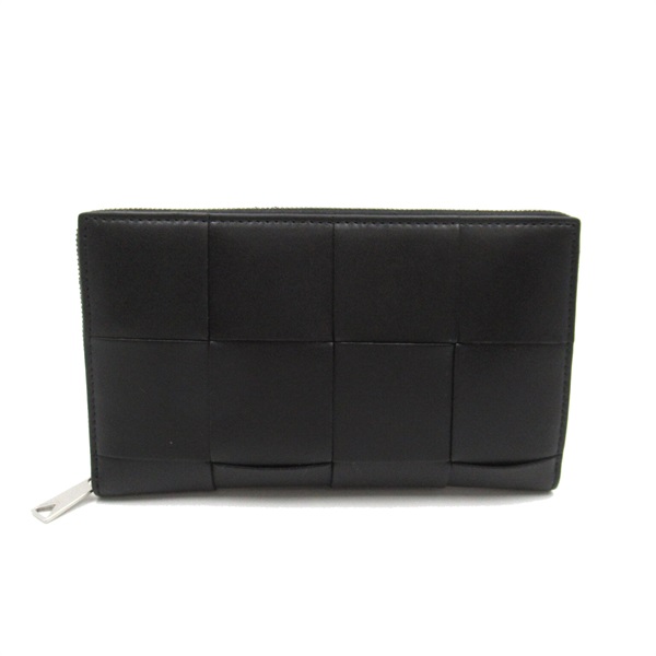 BOTTEGA VENETA around zipper long wallet purse 748054VBWD28803 Calfskin Black