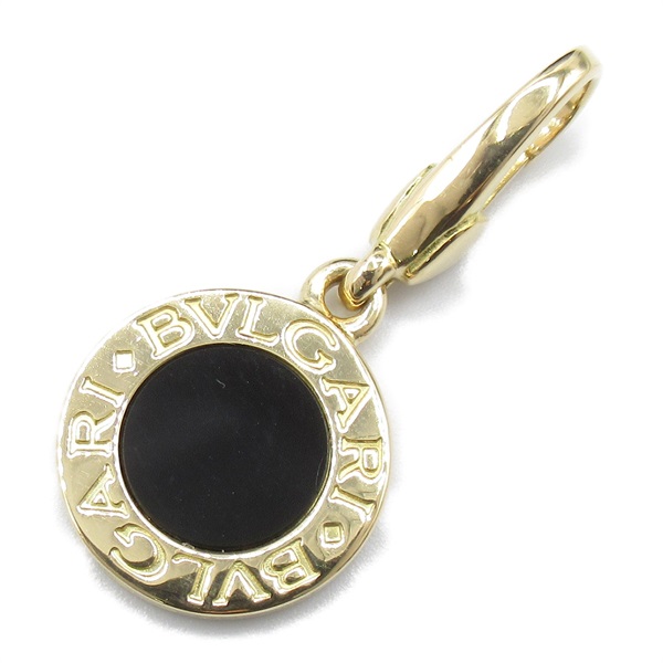 BVLGARI Bulgari Charm Pendant top 18KYG Yellow Gold Onyx Black Used unisex