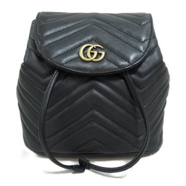 GUCCI GG Marmont Rucksack Backpack 528129 leather Black Used Women GHW