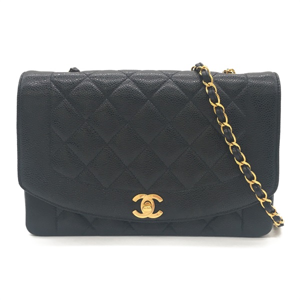 CHANEL Matelasse Diana Chain Shoulder Bag A01165 Caviar leather Black Used Women