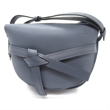 LOEWE Gate Small Shoulder Bag Soft Calfskin leather Blue Used Women
