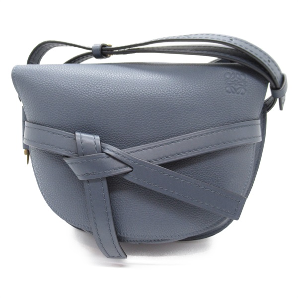 LOEWE Gate Small Shoulder Bag Soft Calfskin leather Blue Used Women