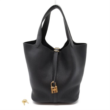 HERMES Picotin Lock MM Hand bucket bag C Taurillon Clemence Black Used GHW