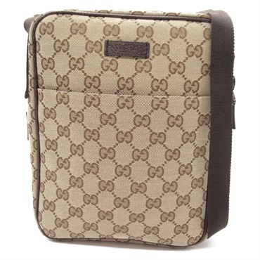 GUCCI Shoulder Bag 122759 canvas leather Beige Dark brown Used Women crossbody