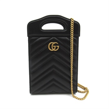 GUCCI GG Marmont Mini Top Handle 2way chain Shoulder crossbody Bag 699756 black