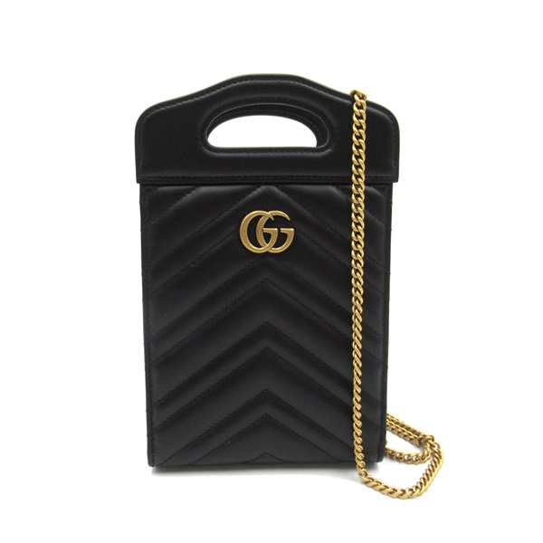 GUCCI GG Marmont Mini Top Handle 2way chain Shoulder crossbody Bag 699756 black