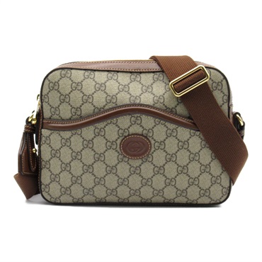 GUCCI GG Supreme Shoulder Bag 675891 PVC coated canvas Beige Brown Used mens