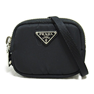 PRADA Shoulder Bag Accessory pouch purse Nylon Black Used