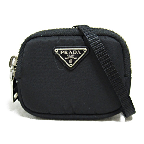 PRADA Shoulder Bag Accessory pouch purse Nylon Black Used