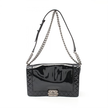 CHANEL Boy chanel Shoulder Bag Patent leather Black Used Women