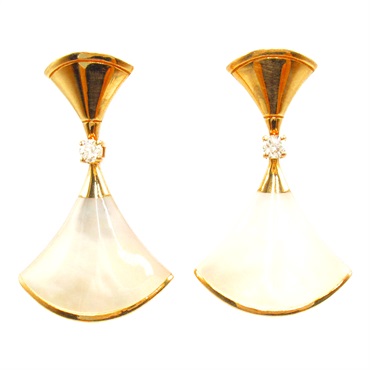 BVLGARI Diva Dream Shell Diamond Pierced earrings K18 Rose Gold Used