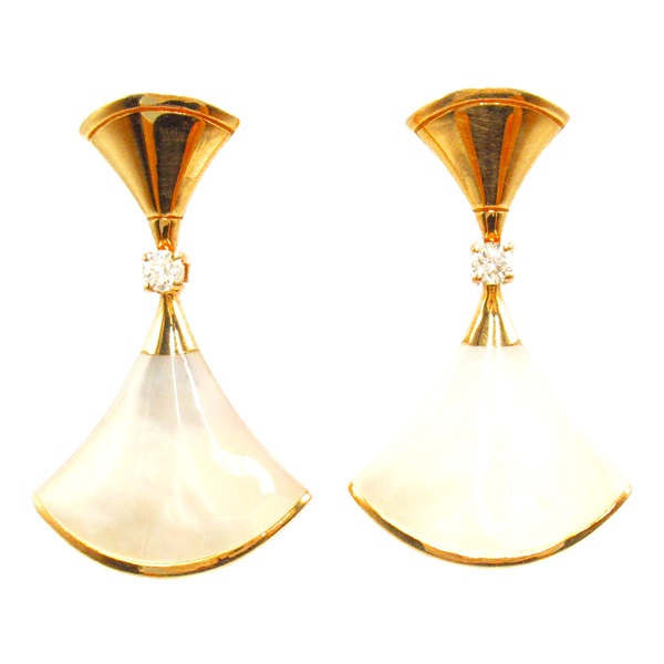 BVLGARI Diva Dream Shell Diamond Pierced earrings K18 Rose Gold Used