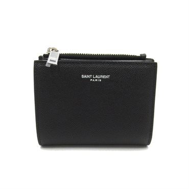 SAINT LAURENT Two fold wallet Purse 575789BTY0N1000 leather Black NEW unisex