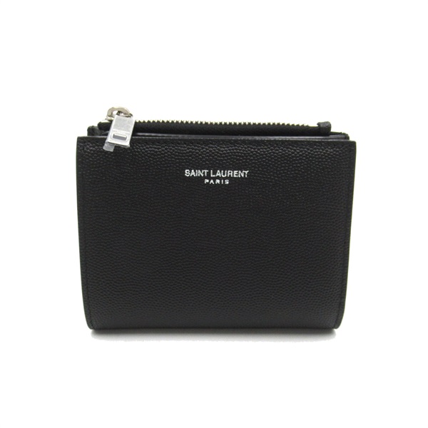 SAINT LAURENT Two fold wallet Purse 575789BTY0N1000 leather Black NEW unisex