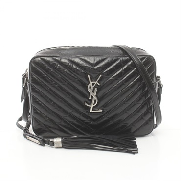 SAINT LAURENT LOU Monogram camera Shoulder Bag 612544 leather Black Used Women