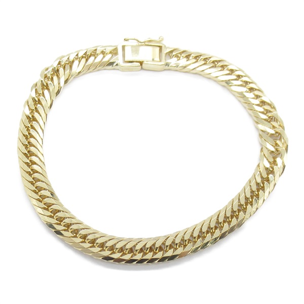 JEWELRY triple 8 side Flat link chain Bracelet 17cm 20.5g K18 Yellow Gold