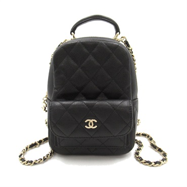 CHANEL Matelasse Backpack Rucksack Caviar leather Black Used Women GHW CC Coco