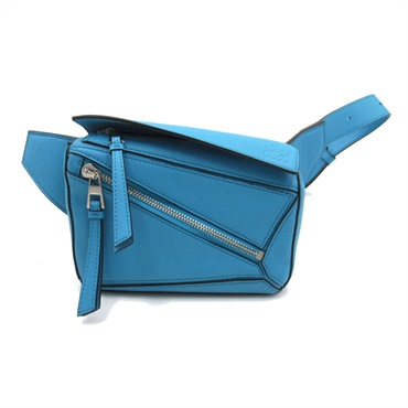 LOEWE Puzzle Bum Mini Waist crossbody bag B510U89X025620 leather cyan Blue Used