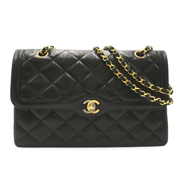 CHANEL CC Paris exclusive Matelasse Chain Shoulder Bag Lamb leather Black Used