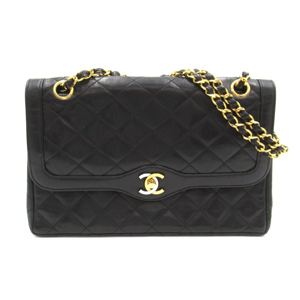 CHANEL CC Paris exclusive Matelasse Chain Shoulder Bag Lamb leather Black Coco