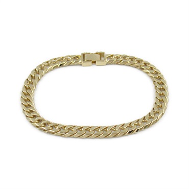 JEWELRY Double 6 side Flat link chain Bracelet 19cm 27.3g K18 Yellow Gold Used