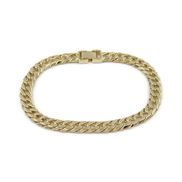 JEWELRY Double 6 side Flat link chain Bracelet 19cm 27.3g K18 Yellow Gold Used