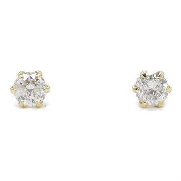 JEWELRY Diamond Pierced earrings K18 YG Yellow Gold Clear Used