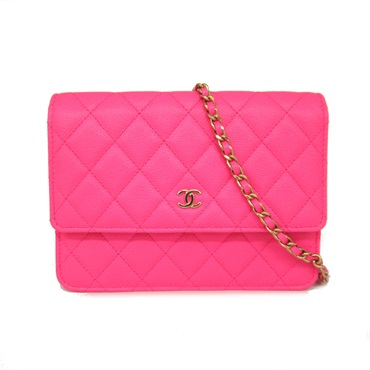 CHANEL Matelasse Chain wallet Shoulder Bag AP3745 Caviar Skin Grained Calf Pink