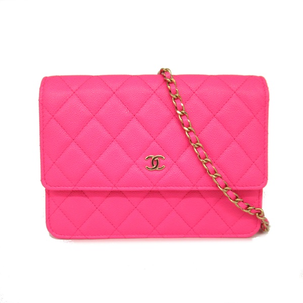 CHANEL Matelasse Chain wallet Shoulder Bag AP3745 Caviar Skin Grained Calf Pink