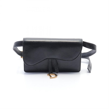 Christian Dior SADDLE Waist bum bag leather Black Used