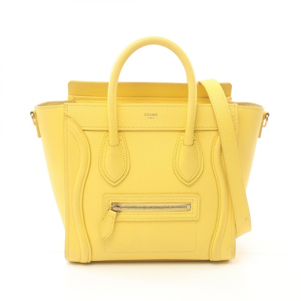CELINE Luggage Nano Shopper 2way Handbag 189243 leather Yellow Used Women