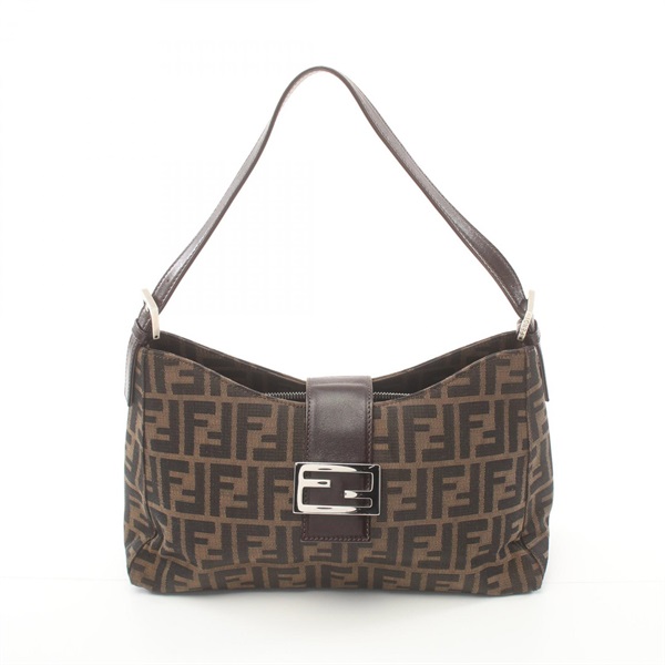 FENDI Zucca Shoulder Hand Bag canvas leather Brown Used Women