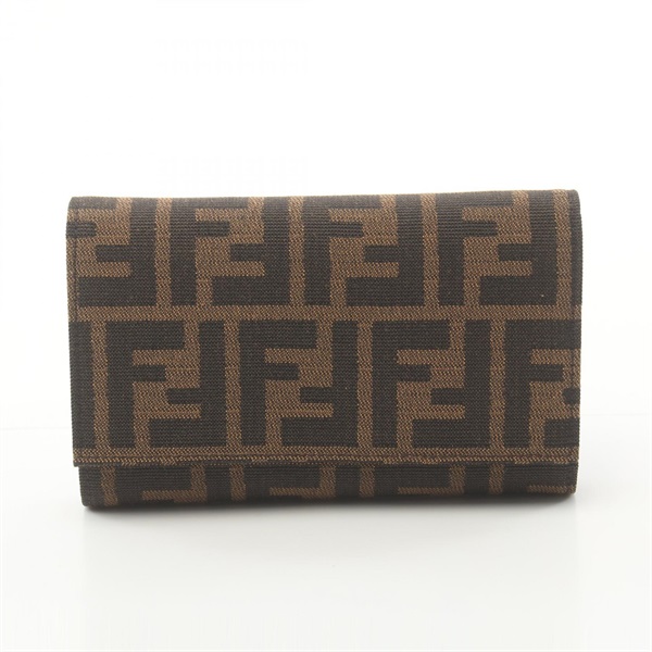 FENDI Zucca Tri-fold wallet Purse 8M0011 canvas Brown Used Women