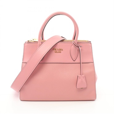 PRADA SAFFIANO CITY 2way Shoulder Hand bag 1BA103 leather Pink Used Women