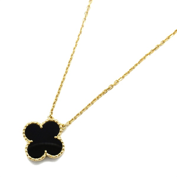 Van Cleef & Arpels Vintage Alhambra Necklace 18KYG Yellow Gold Onyx Black Used