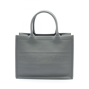 Dior BOOK TOTE Medium Tote Bag M1296ZGSB leather Gray Grey Used Women
