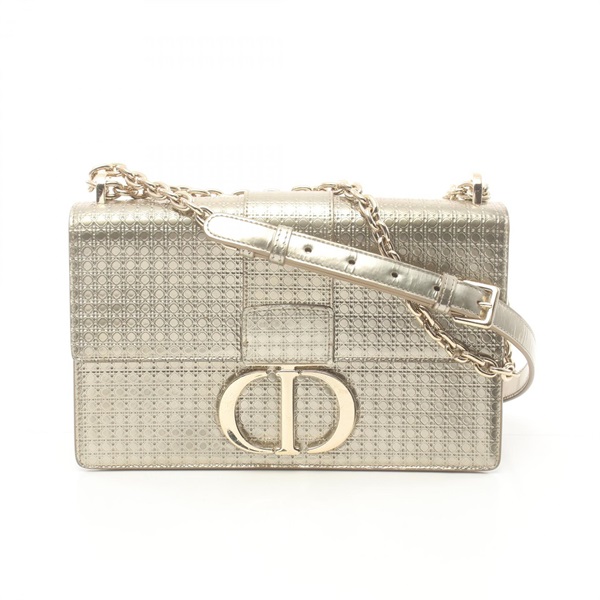 Dior CD logo 30 Montaigne Cannage chain Shoulder Bag leather Gold Used Women