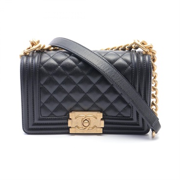 CHANEL Boy chanel Shoulder Bag A67085 leather Grained calf Black Used Women GHW