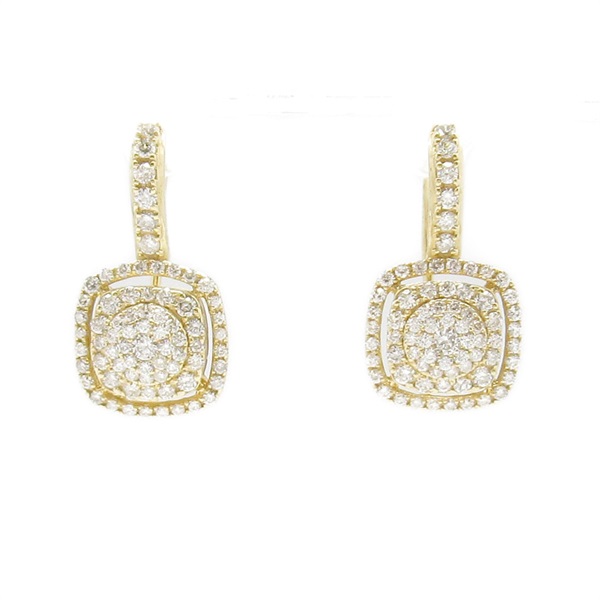 JEWELRY Diamond Pierced earrings K18 YG Yellow Gold Clear Used