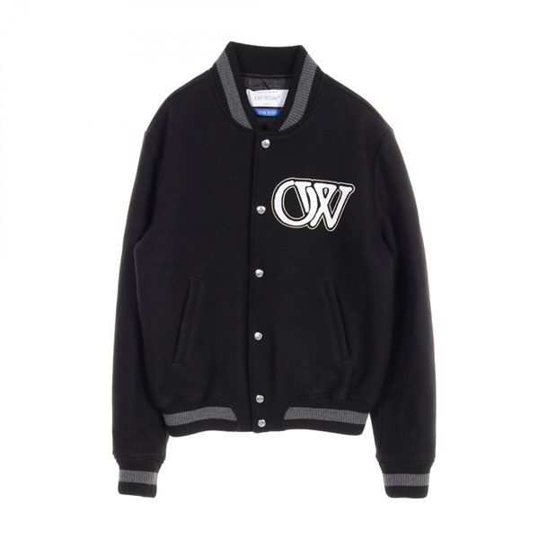 OFF-WHITE Varsity Blouson OMEH053C99FAB0021001 wool Black Gray NEW mens #L