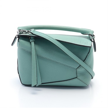 LOEWE Puzzle Edge Mini 2way Shoulder Hand bag leather Fresh Mint Used Women