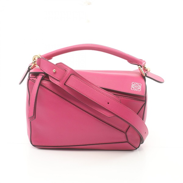 LOEWE Puzzle small 2way Shoulder Hand bag leather Pink Used Women
