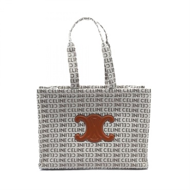 CELINE Large Cabas Thais Tote Bag 196762FEF02NT canvas leather White Brown Used