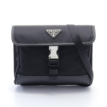 PRADA RE NYLON TESSUTO SAFFIANO Shoulder Bag 2ZH1082DMHF0002 leather Black NEW