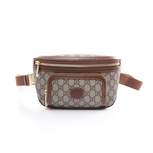 GUCCI GG Supreme Large Belt Waist bum bag 73324092THG8563 canvas leather beige
