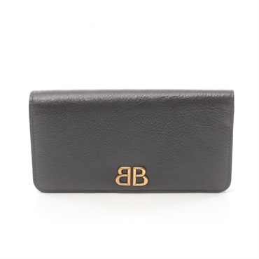 BALENCIAGA Monaco Bifold purse Wallet 7654282AAXB1000 leather Black NEW unisex